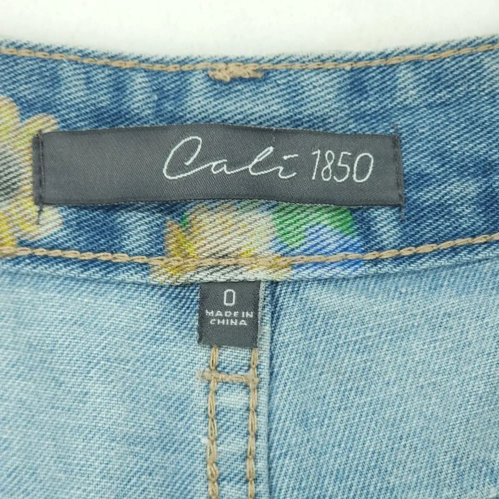 NWT Cali 1850 High Waisted Sunflower Denim Shorts Size 0